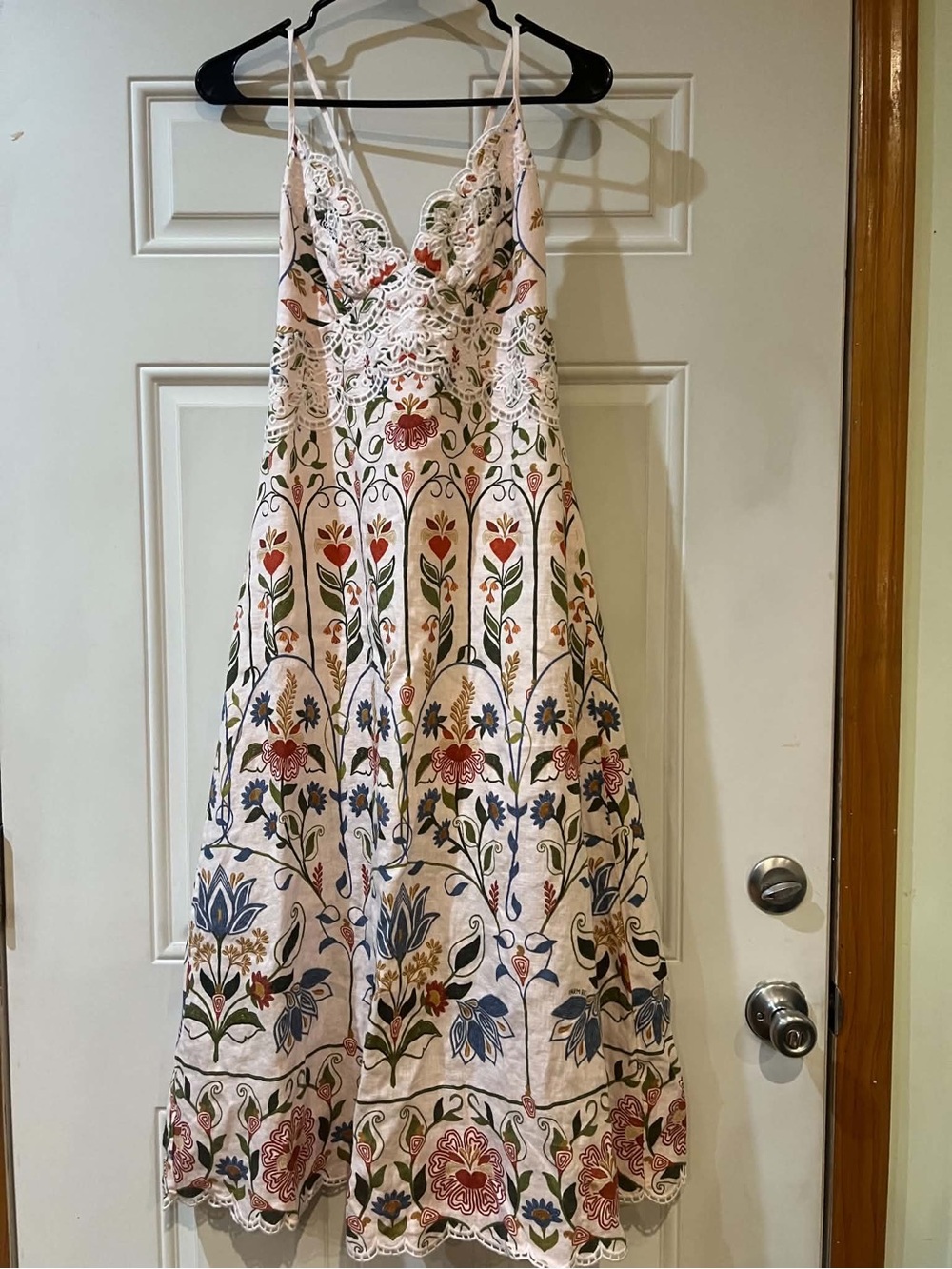 FARM Rio Cream Maxi Dress with Multicolor Floral Embroidery Size Medium - Picture 7 of 10